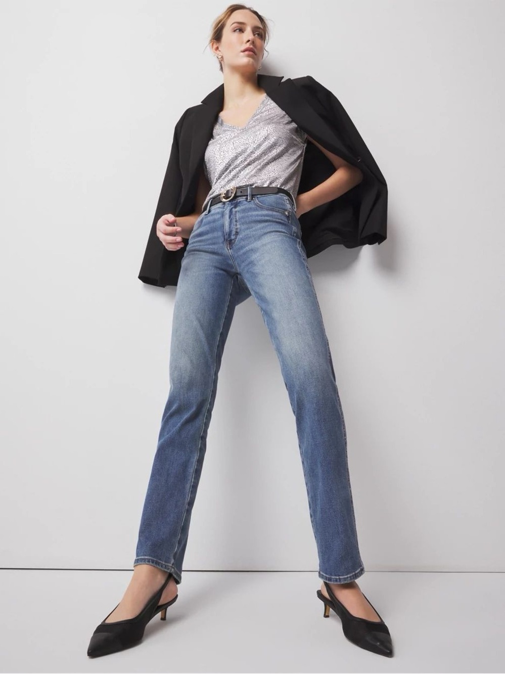 WHBM High-Rise Full Straight Sculpt Jeans